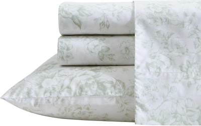 - King Sheets, Cotton Percale Bedding Set, Floral Print, Ideal Dorm Essentials (
