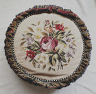 Vintage Mackenzie Childs Rose Needlepoint & Velvet Pillow 21"