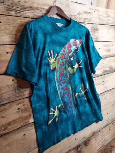 Vintage Habitat Gecko Lizard Newt Salamander Tie Dye Mens Large T-Shirt - Picture 7 of 9