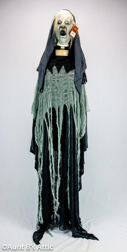 Mask "The Wraith" Gray Ghostly Spirit Frontal Face Mask W/ Attached Head Veil - Image 4 of 4