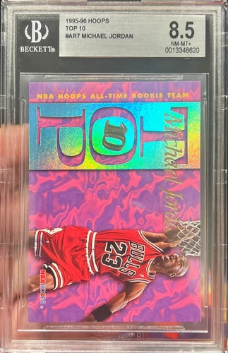 1995-96 Hoops Michael Jordan Top 10 All Time Rookie Team Insert Card AR7 BGS 8.5