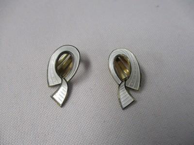 VINTAGE IVAR T HOLTH NORWEGEN STERLING WEISS GUILLOCH EMAILLE BAND ANHÄNGE OHRRINGE