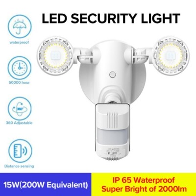 15W 2000LM Motion Sensor Outdoor Security Lights Detector for Soffit Garage Yard