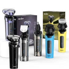 SEJOY 5in1 Men's Electric Razor Dry/Wet Shavers Nose Hair Beard Trimmer Cordless