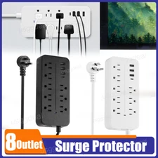 8 Outlet Wall Mountable USB Surge Protector Power Strip with USB Ports Plugs USA