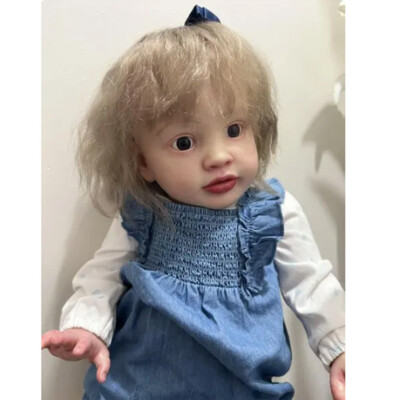 26in Finished Reborn Baby Doll Toddler Girl Cloth Body Hand-Rooted Hair Gifts
