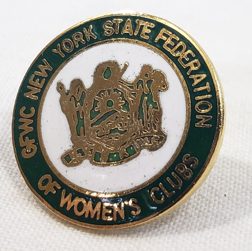 New York State Federation of Women’s Clubs Pin NYSFWC NY Lapel Hat pin gold tone - Picture 7 of 7