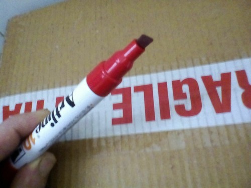 Permanent Marker Pens Red Chisel Tip Aluminium Barrel Quick Dry Water Resistant - Picture 2 of 3