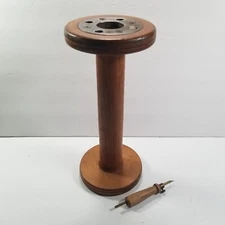 Vintage Large 12” Wooden Industrial Textile Mill Spool & Rug Punch Needle Sewing