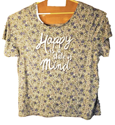 Women's Sweet Treasures ''Happy Is A State Of Mind'' Cotton Top  2XL (20W-22W)
