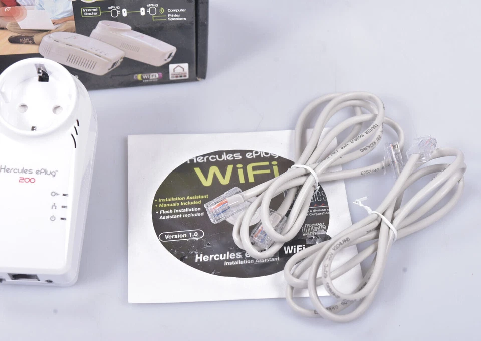 Hercules ePlug 200 WiFi Duo 300 Mbp/s LAN PowerLan für PC Mac Steckdose 4780727 - Bild 2 von 4