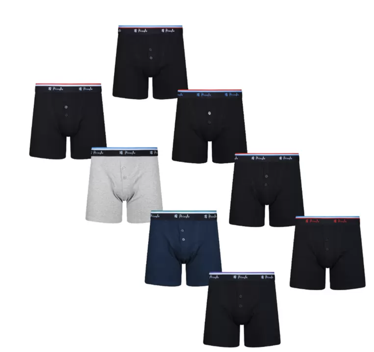 Pringle Mens Classic Cotton Boxer Shorts 4 Pack BLACK or GREY & BLUE