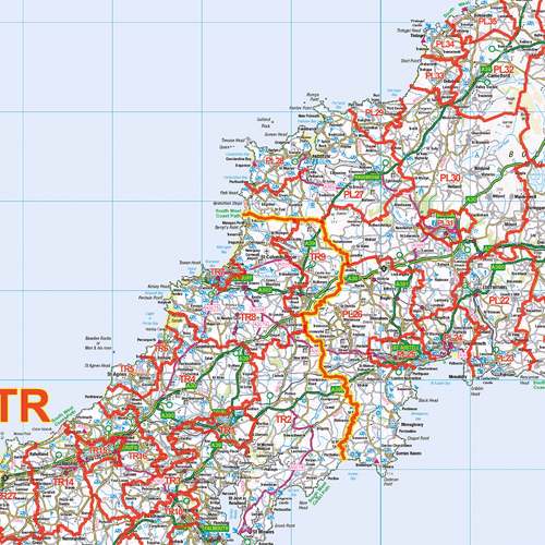South West England Postcode Districts, Map of SW England Postcodes - Picture 4 of 6