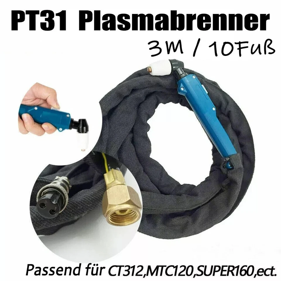 PLASMARGON PT31 Plasmabrenner 3M/10Fuß Schlauchpaket für Plasmaschneider CUT-40/50 CT-312