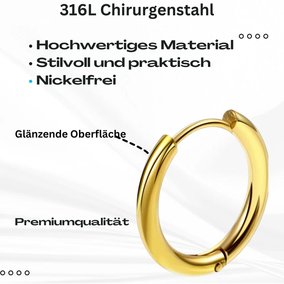 Set orecchini a cerchio in acciaio inox donna e uomo Huggie Hoops - Immagine 4 di 4