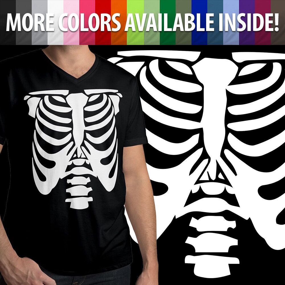 Mens White Skeleton Rib Cage Funny Halloween Costume T shirt