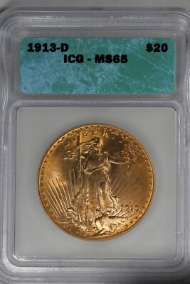 1913-D 20.00 ICG MS65 TWENTY DOLLAR GOLD PIECE, SAINT-GAUDEN | eBay