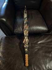 RARE Vintage 1990  s Nicole Miller Umbrella  CIGAR  Print Wood Handle