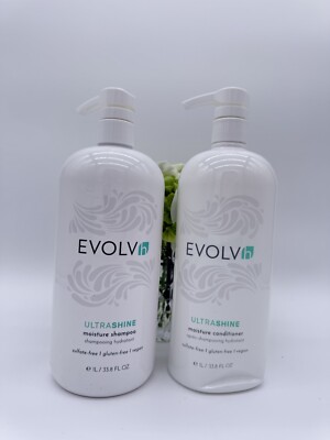 EVOLVh UltraShine Moisture Shampoo and Conditioner, 33.8 fl oz each Set New