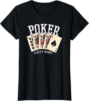 Poker Player Gambling Funny Poker Poker Lucky Ladies' Crewneck T-Shirt
