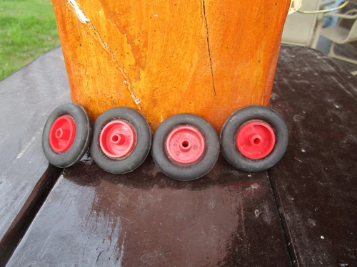 Louis  Marx 1-3/4"Toy Truck Or Car Tires 3/8" wide 1/8" bore red plastic  rim