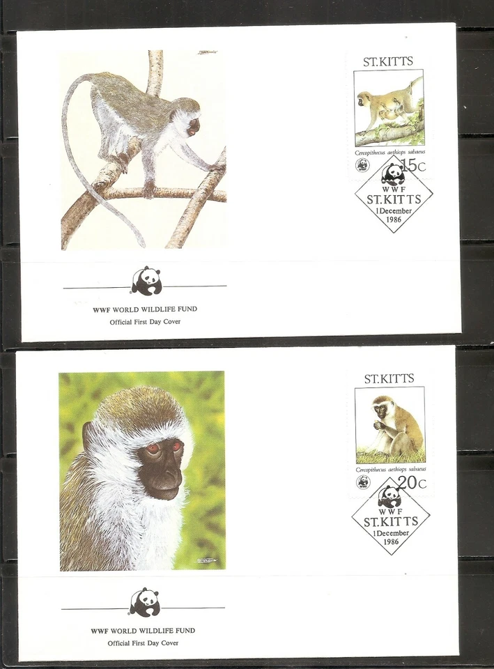 St. Kitts SC # 189-192 Green Monkeys FDC. World Wide Fund Covers - Image 2 of 2