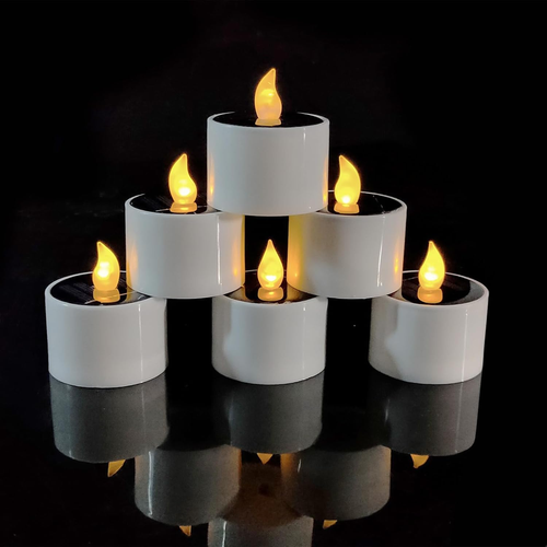 Solar Candles Lights Outdoor Waterproof, LED Flameless Tealights, Flickering Bat