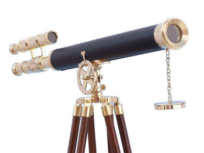 Floor Standing Solid Brass - Leather Griffith Astro Telescope 64''