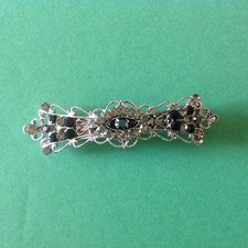 Women Girls KOREAN Crystal Rhinestone Barrette Hair Clip Gray and Black