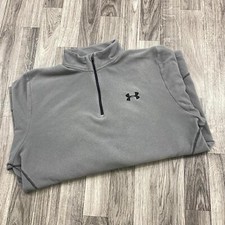 UNDER ARMOUR 1/4 Zip Up Mock Neck Grey Fleece Jacket Men's Size Medium