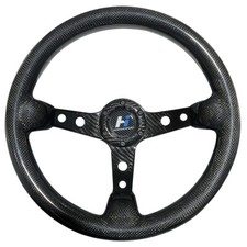 Hiwowsport 350mm 3 Depth Drift Genuine Carbon Fiber Steering Wheel Black