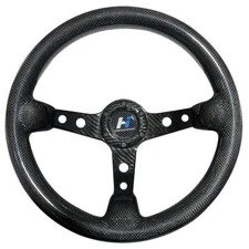 Hiwowsport 350mm 3'' Depth Drift Genuine Carbon Fiber Steering Wheel Black