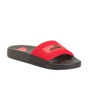 Moschino Women's Love Moschino Black/Red Mesh Detail Slide Sandals Size 37 /6US