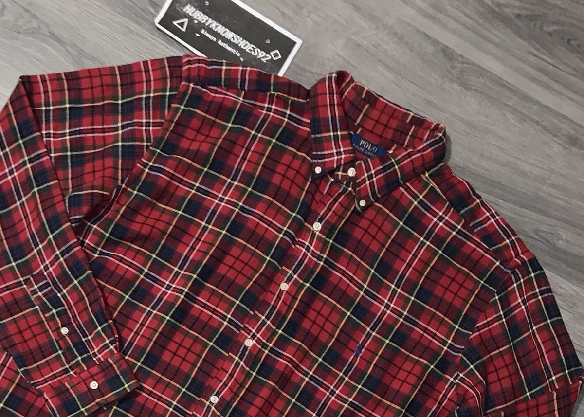 POLO RALPH LAUREN Men's Big & Tall Red Plaid Flannel Button