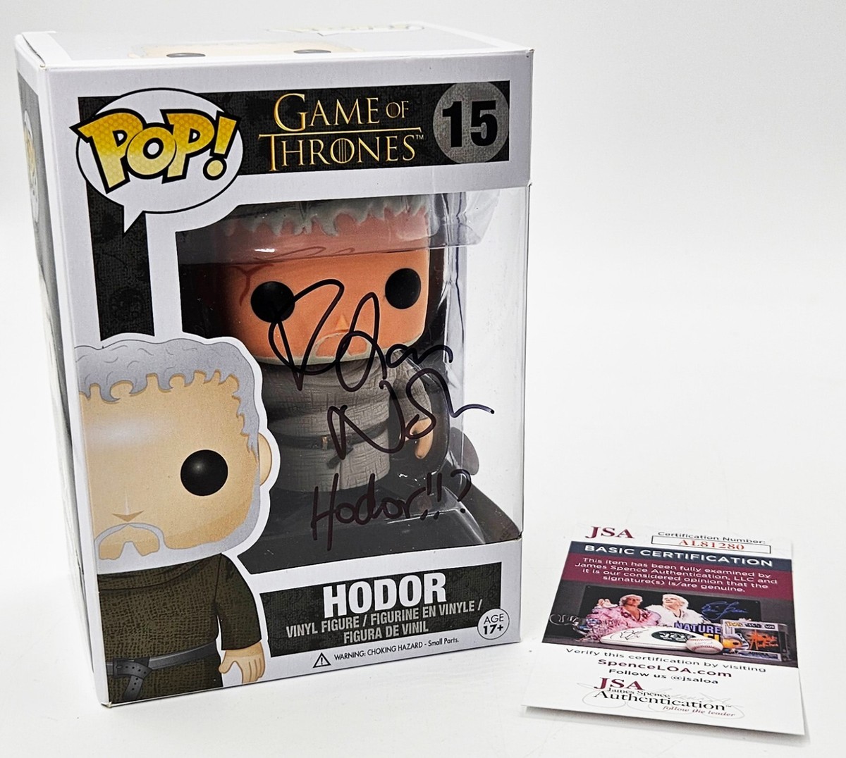 Signed Kristian Nairn* Funko Pop Game Of Thrones #15 Hodor GoT JSA