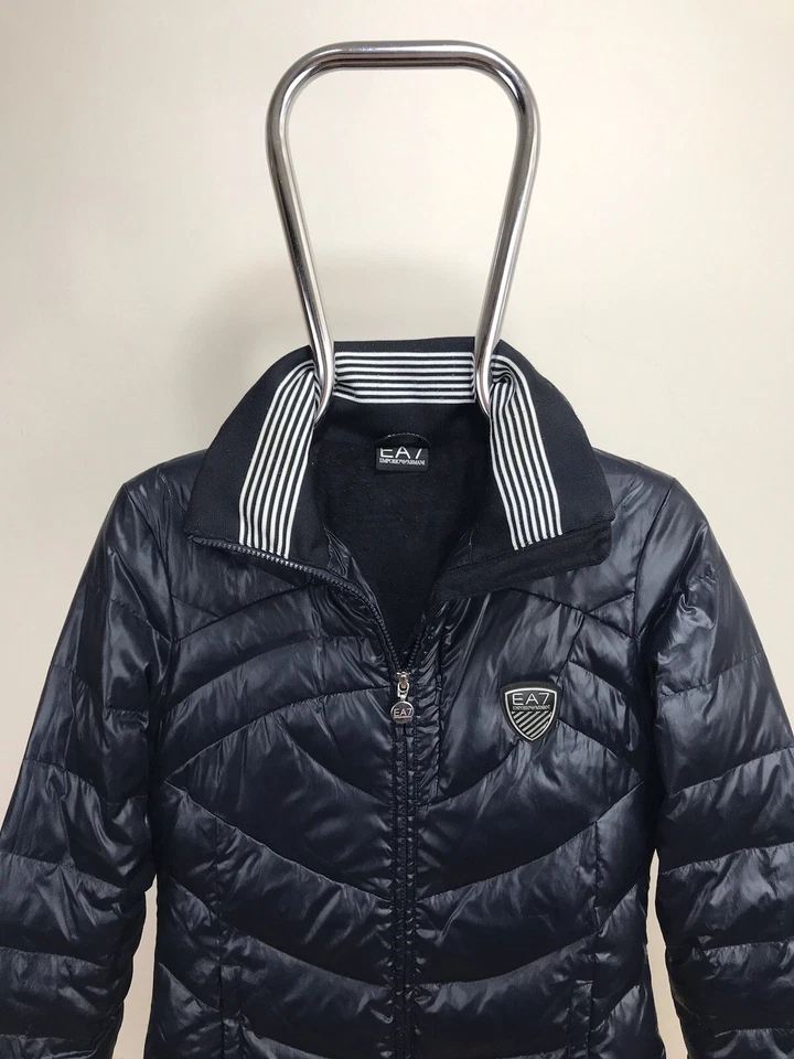 Женские S/36, Emporio Armani EA7 лыж вниз темно-синий нейлона куртка, пальто, RRP800 $ - Изображение 4 из 4