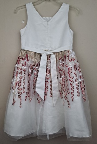 FANCY DRESS American Princess RHINESTONE BELT burgundy & gold 12 Holiday Dress - Picture 14 of 24