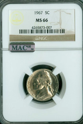1967 JEFFERSON NICKEL NGC MS66 PQ 2ND FINEST BUSINESS RARE MAC SPOTLESS *