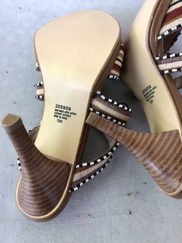 Hot In Hollywood sandali con cinturino tacco a spillo marrone boho slide US 7,5 - Foto 6 di 6