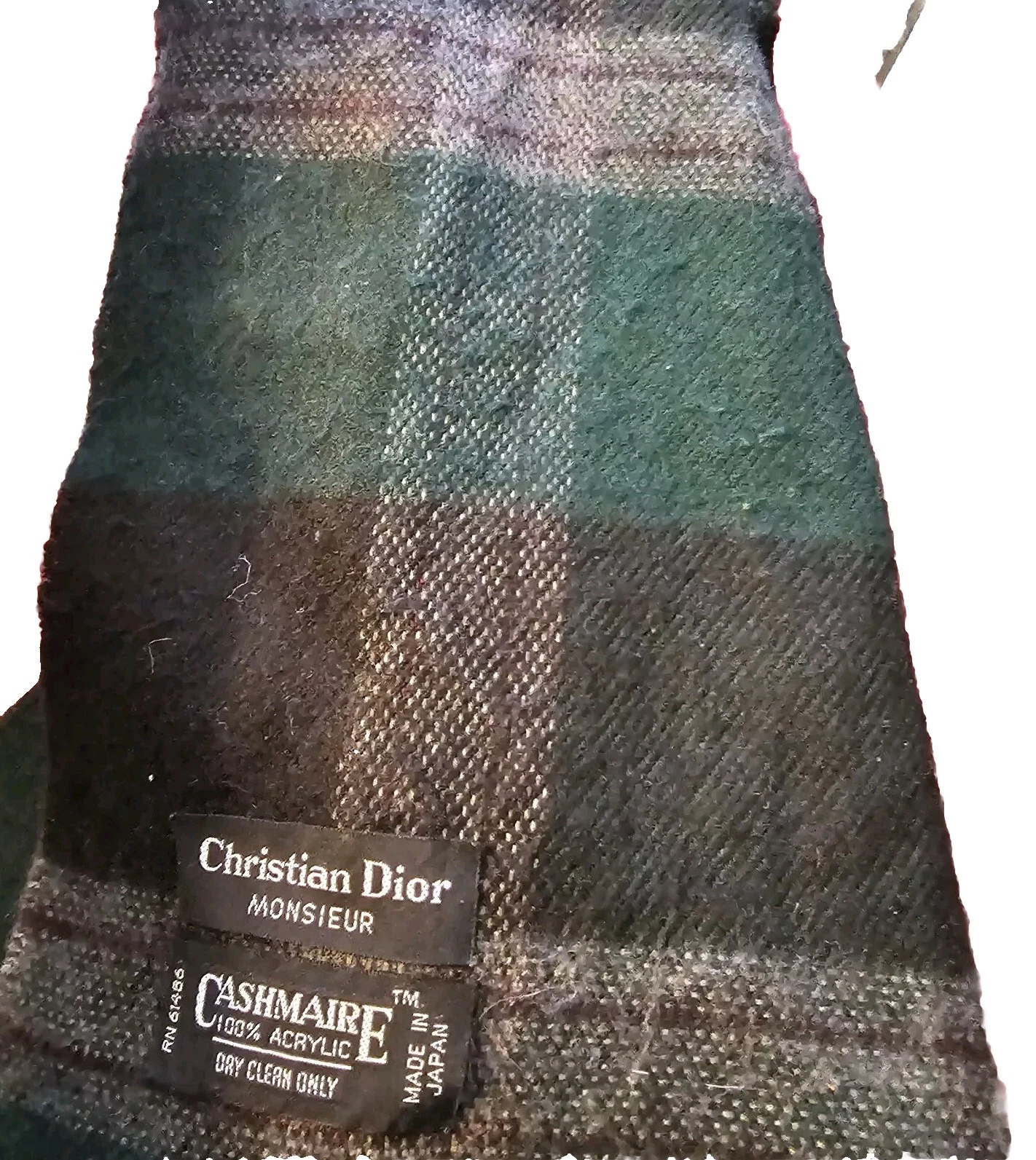 Christian Dior Monsieur Foulard Plaid Cashmaire Acrylique Mousse Vert Marron Japon 