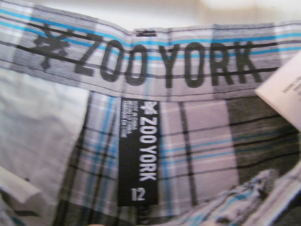 Новый с Ярлыками мальчика зоопарк Йорк черный, белый, Aqua синий, серый клетку/клетчатый шорты размер 12 - Изображение 4 из 4