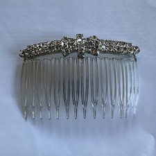 Vintage Clear Rhinestone Plastic Hair Comb 80s Retro Formal Prom 3 inch