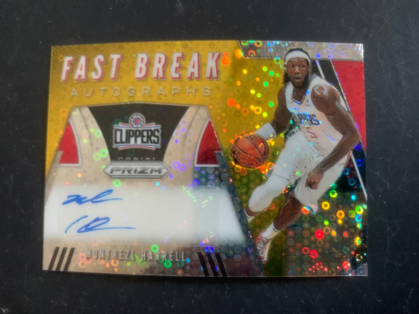 2019-20 Panini Prizm Fast Break Gold Montrezl Harrell Auto Autograph /10 - Clips view 1