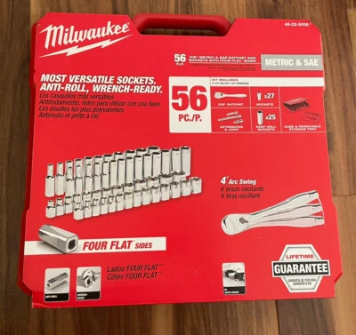 Milwaukee 48-22-9008 3/8" Drive 56pc Ratchet & Socket Set - SAE & Metric - Image 1 of 3