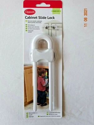 CLIPPASAFE CHILDREN BABY SLIDING CABINET SLIDE CUPBOARD DOOR LOCK KITCHEN UNITS