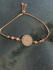 Stunning Rose Gold Plated Solid Silver Stamped 925. Zirconia Bracelet evil eye