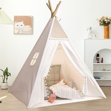 Large  Kids Teepee Lace Wood Indian Tent Child Indoor&Outdoor Play House UK