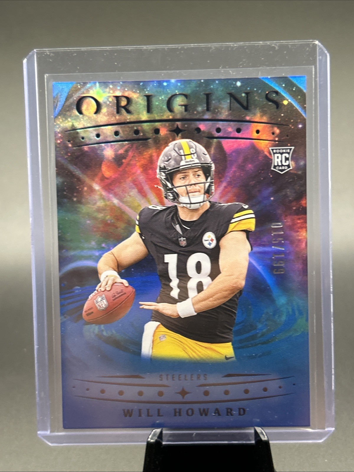 2025 Panini Origins #120 Will Howard RC Blue Holo /199 Pittsburgh Steelers