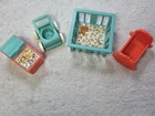 Vintage Fisher Price Little People Nursery Lot Crib Stroller Baby Accessories