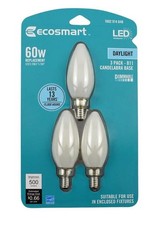 EcoSmart 60-Watt Equivalent B11 Dimmable LED Light Bulb Daylight 3-Pack 